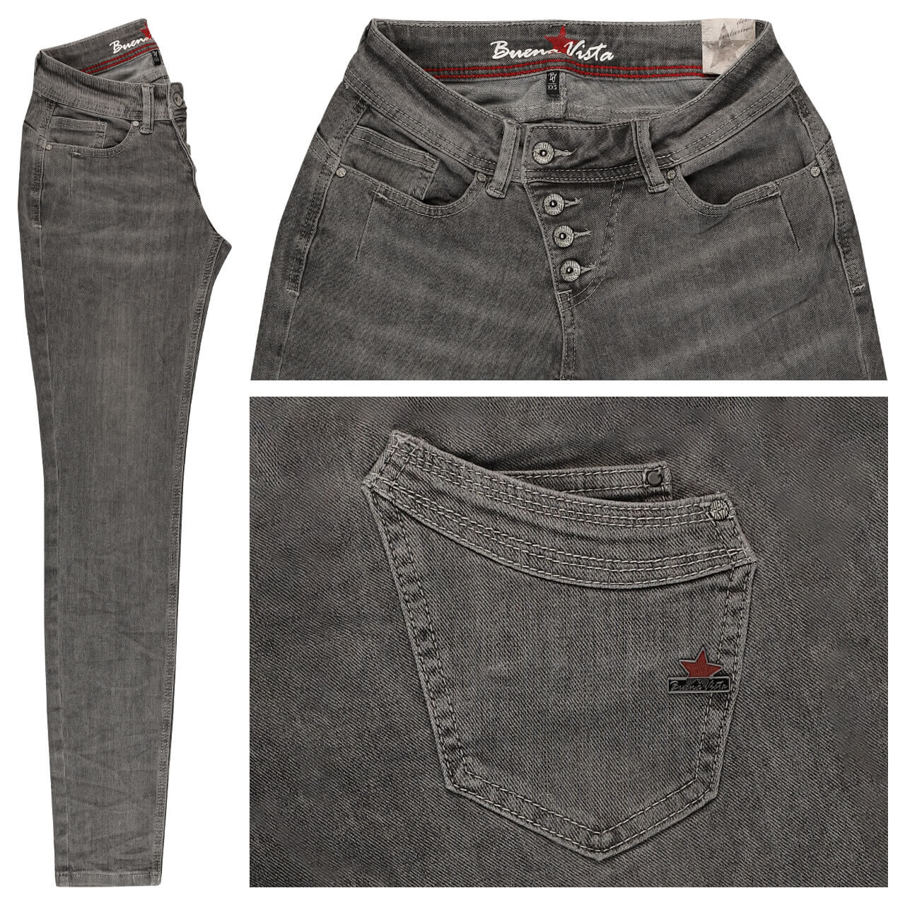 Buena Vista Malibu Stretch Denim Jeans faded grey