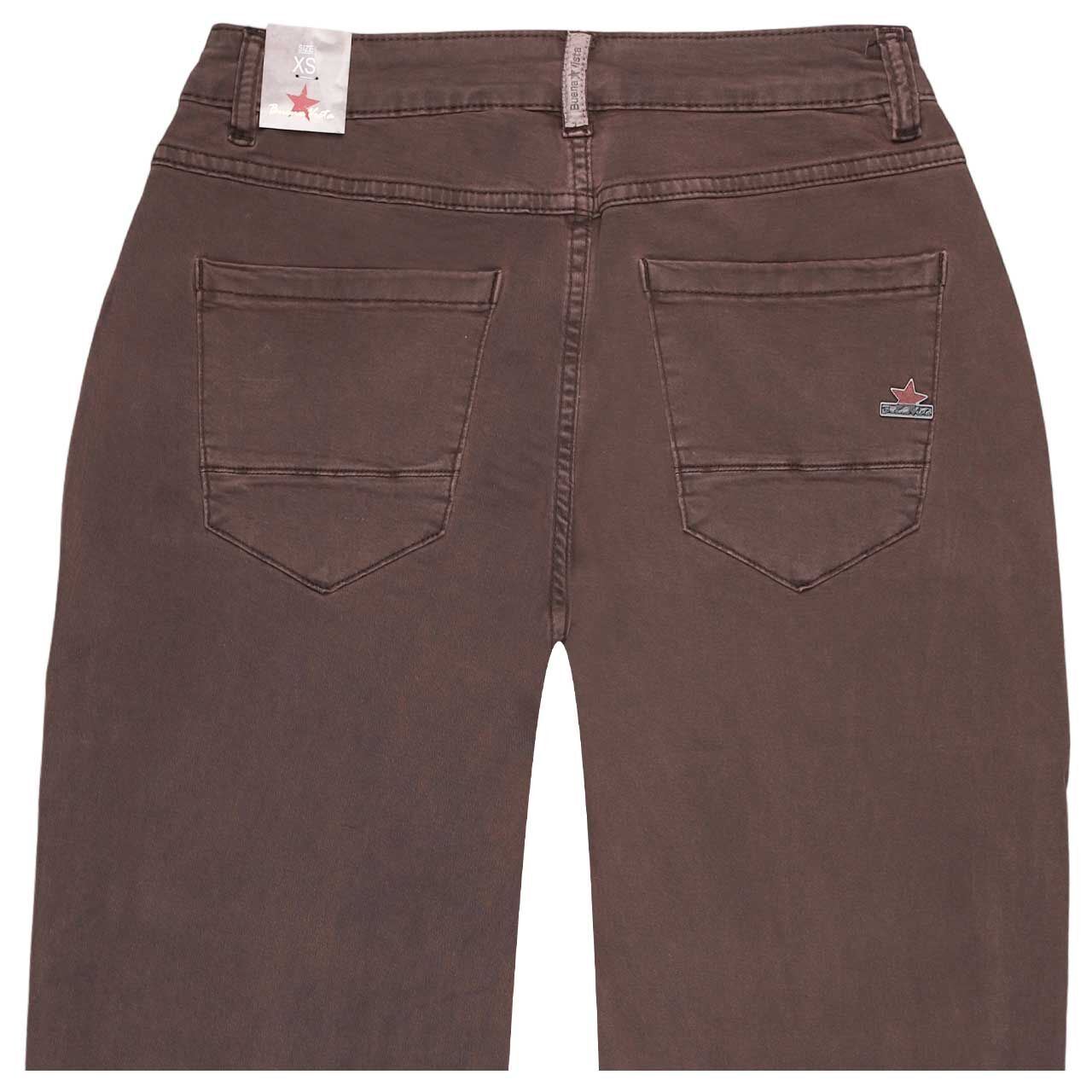 Damen Baumwollhose Anna C 7/8 Straight Summer Twill von Buena Vista in Dunkelbraun, detaillierte Rückansicht