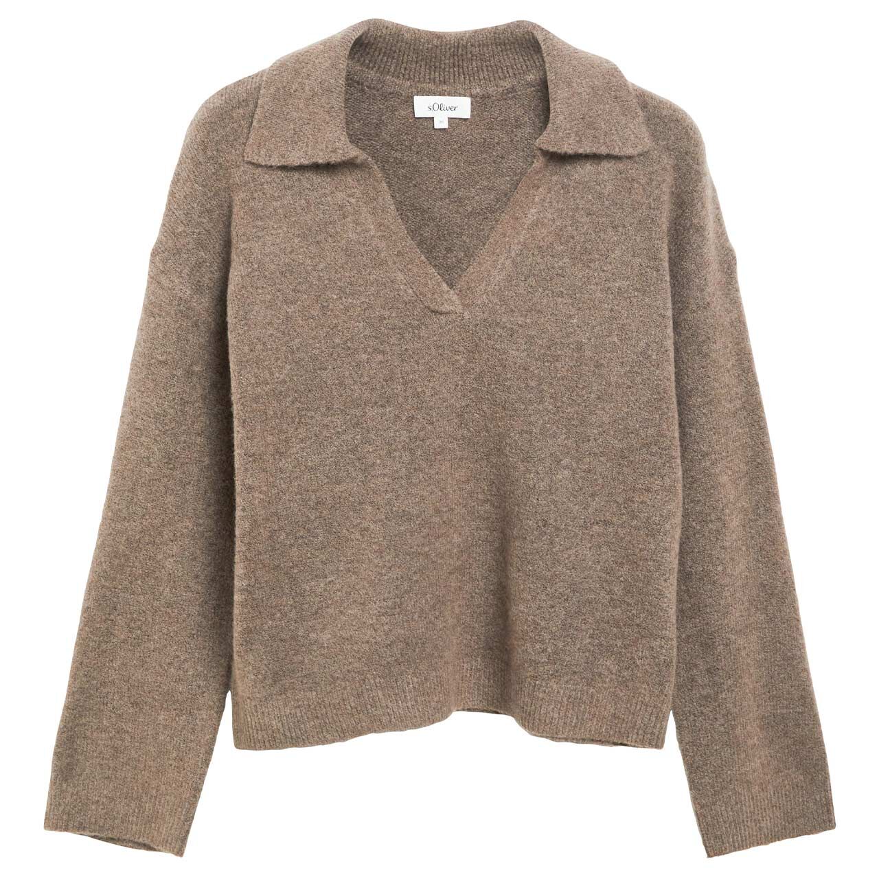 s.Oliver Damen Polo Pullover taupe melange