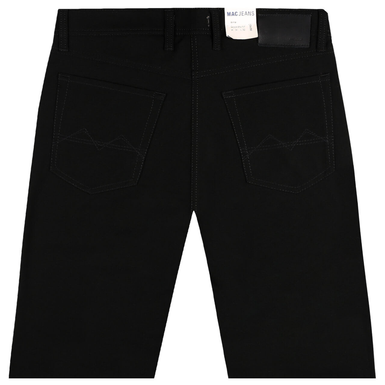 mac-arne-jeans-black-P090-hinten Stretch Herren Carboniumhose Arne von MAC in Schwarz, detaillierte Rückansicht