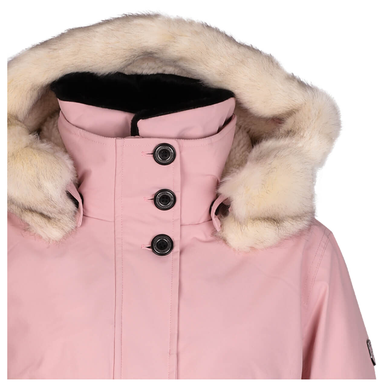 Damen Jacke Enterprise Classic Long von Wellensteyn in Pastellrosa, Detailansicht vorne