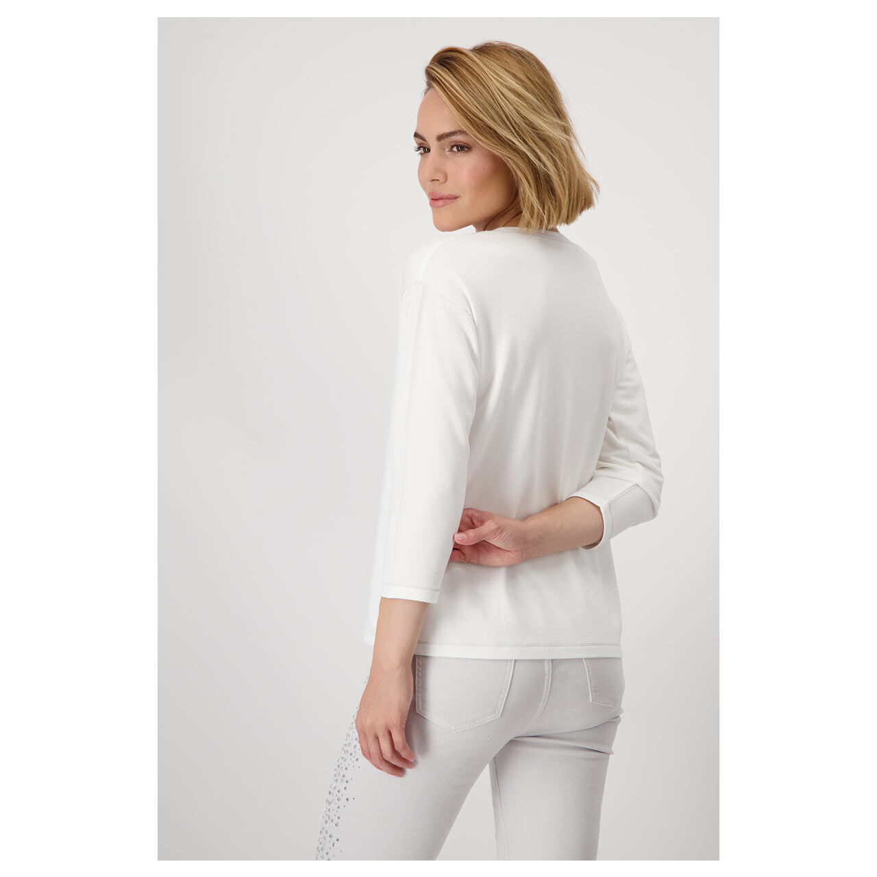 Monari Damen 3/4 Arm Shirt off white with glitter