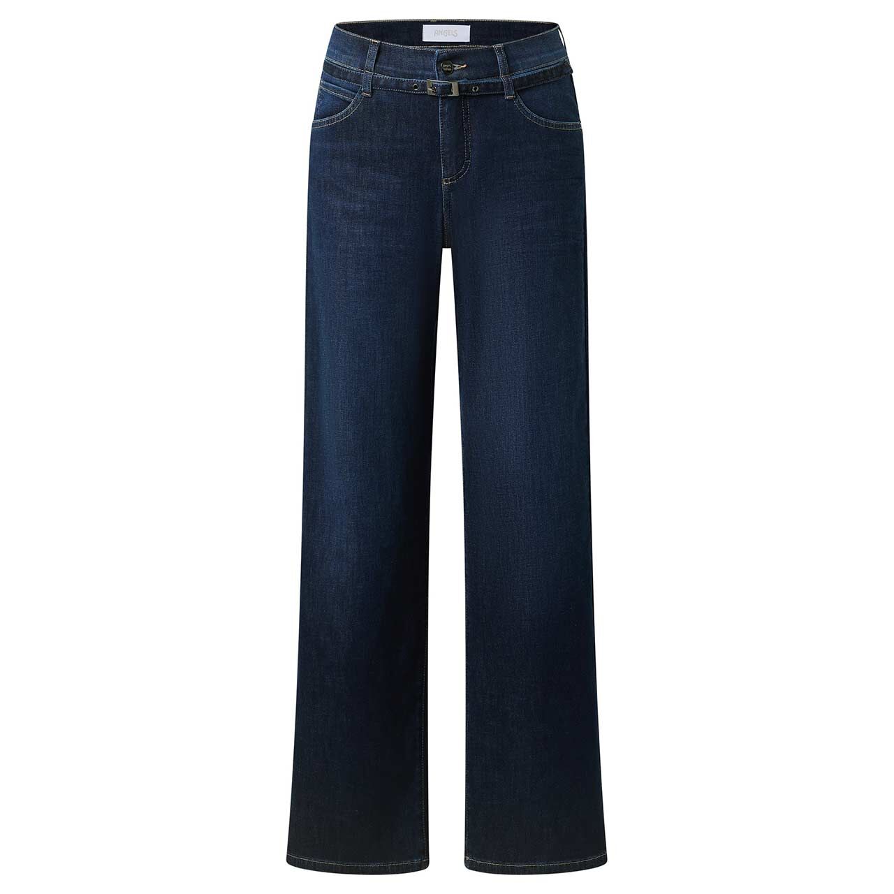 Stretch Damenjeans Liz Belt von Angels in Dunkelblau angewaschen, Vorderansicht