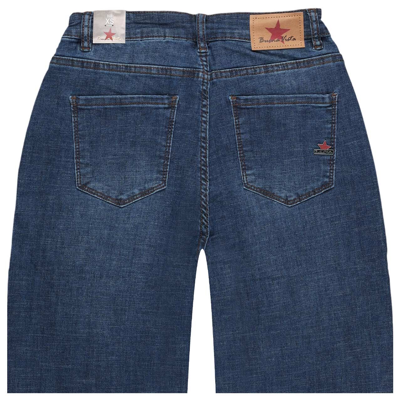 Damenjeans Wide Leg Cross Denim von Buena Vista in Dunkelblau angewaschen, detaillierte Rückansicht