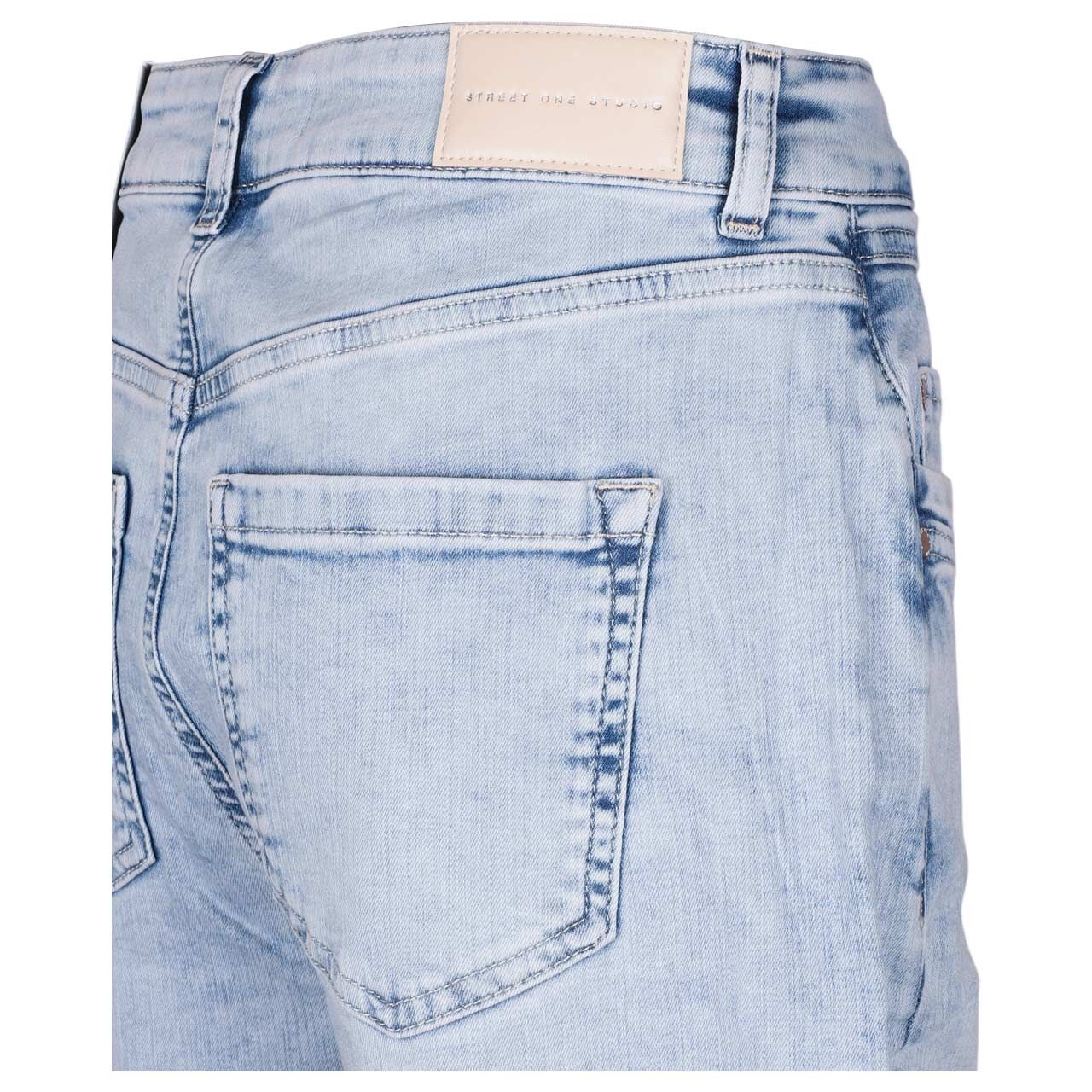 Damen Ankle Jeans Barrel von Street One Studio in Hellblau angewaschen, detaillierte Rückansicht