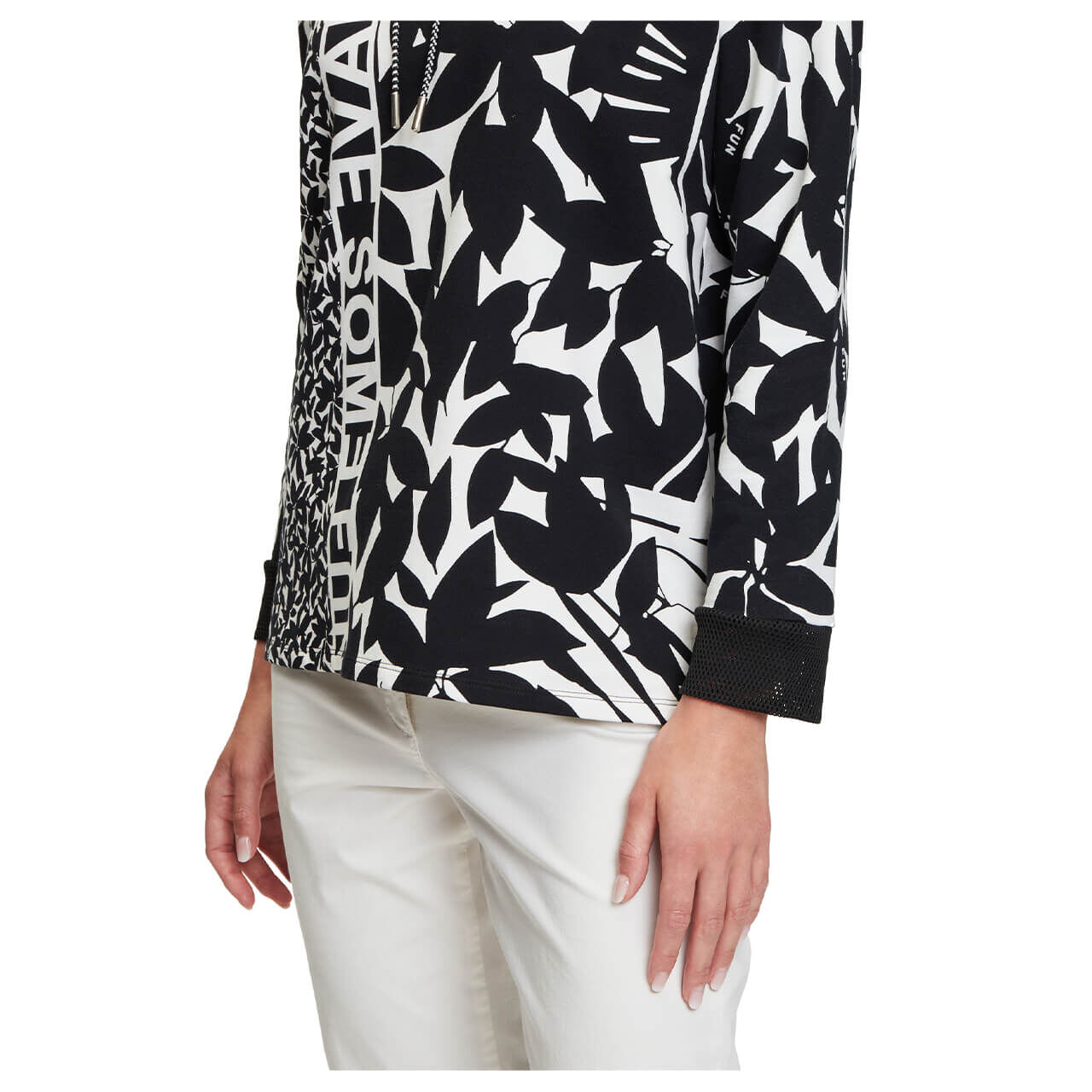 Betty Barclay Hoodie Sweatshirt für Damen in Schwarz-Weiß, FarbNr.: 9812