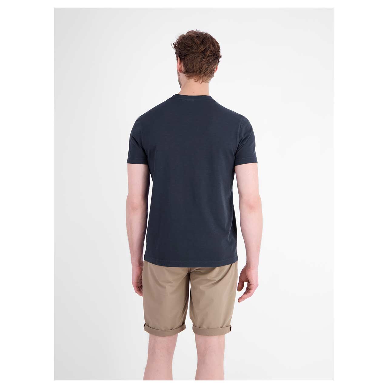 Herren T-Shirt von Lerros in Dunkelblau meliert, Rückansicht am Model
