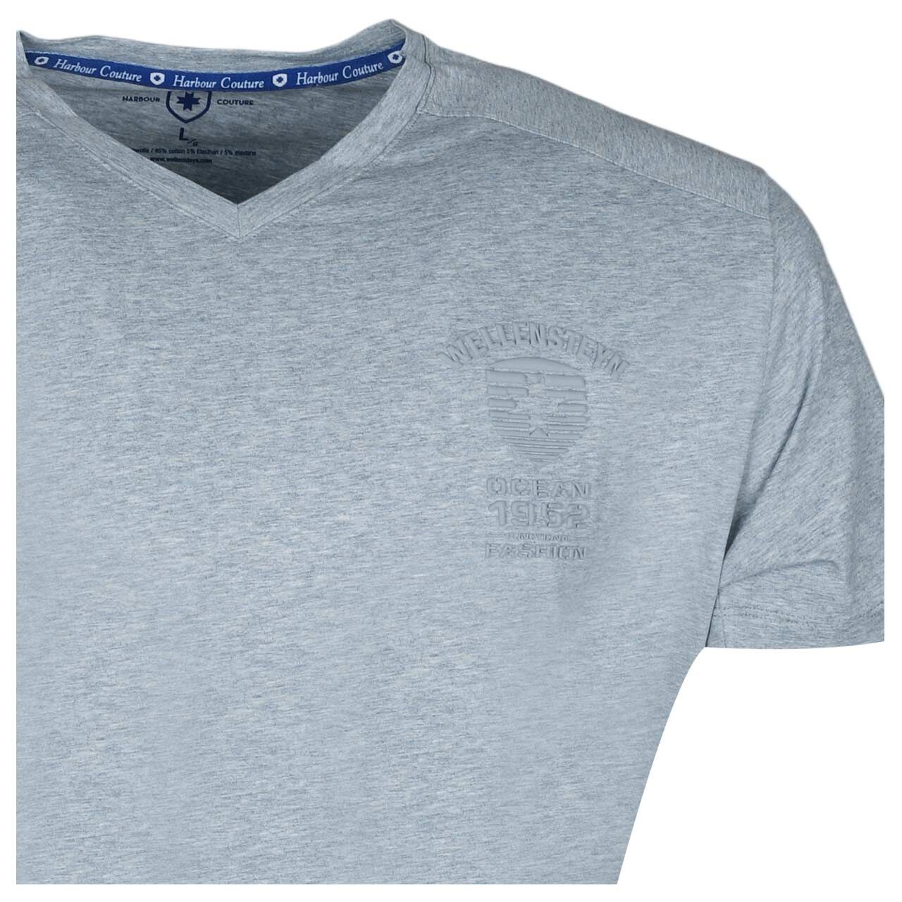 Herren T-Shirt von Wellensteyn in Blau-Grau meliert, detaillierte Vorderansicht