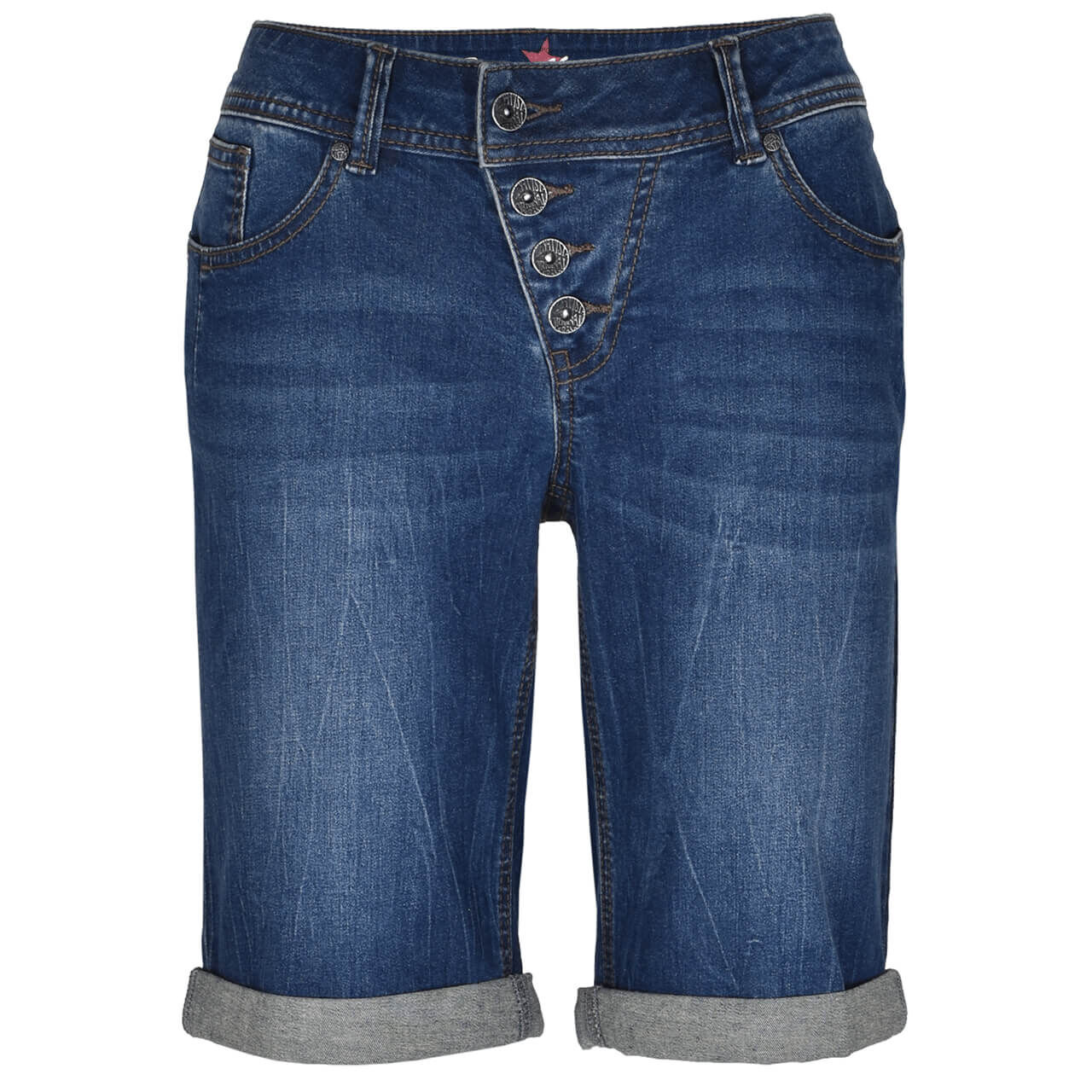 Buena Vista Jeans Malibu-Short Stretch Denim für Damen in Mittelblau angewaschen, FarbNr.: 4543