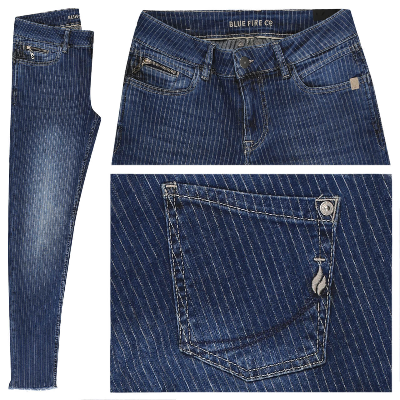 Blue Fire Jeans Alicia für Damen in Dunkelblau verwaschen mit Destroyed-Effekten, FarbNr.: 2258