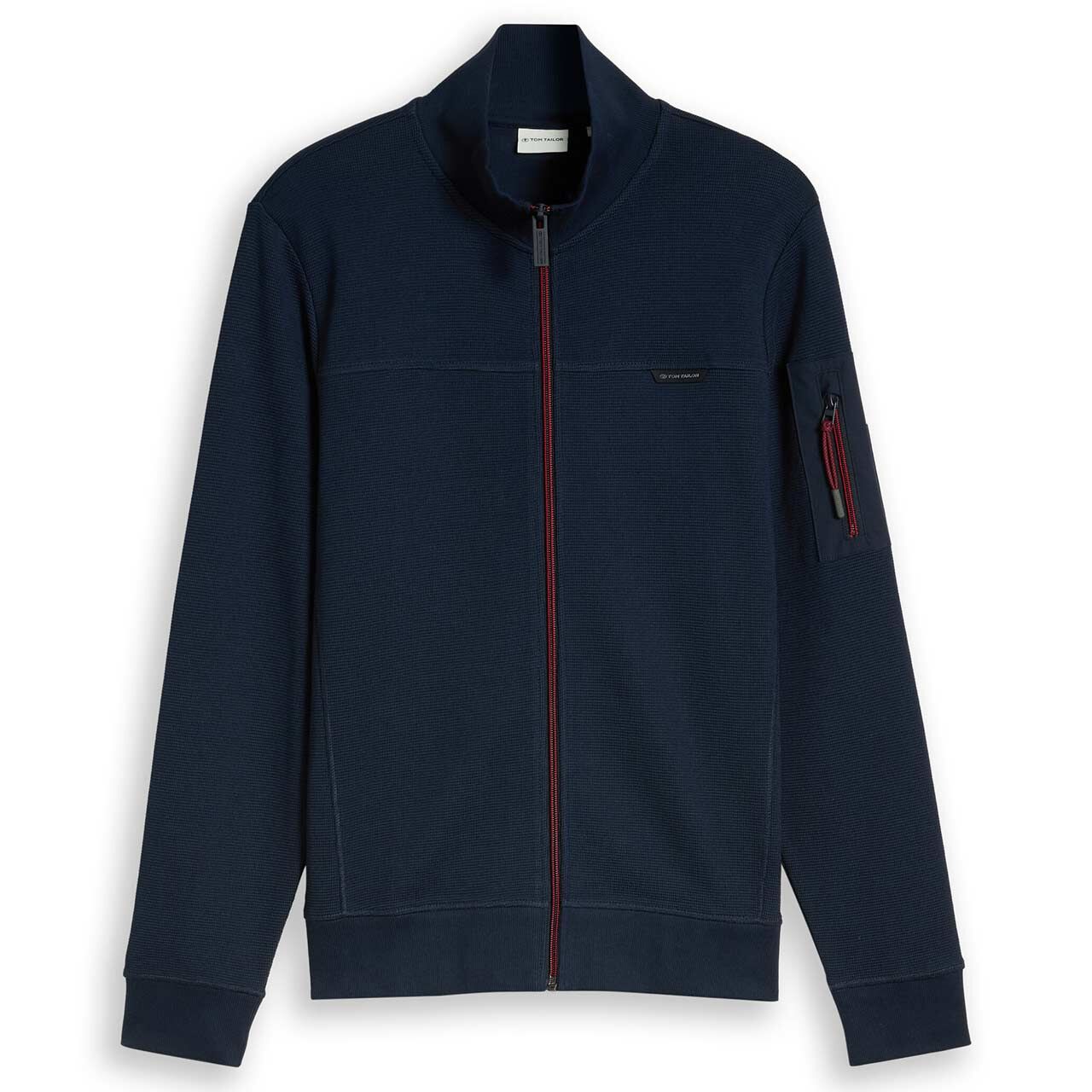 Tom Tailor Herren Sweatjacke Structured Stand-Up deep sky captain blue