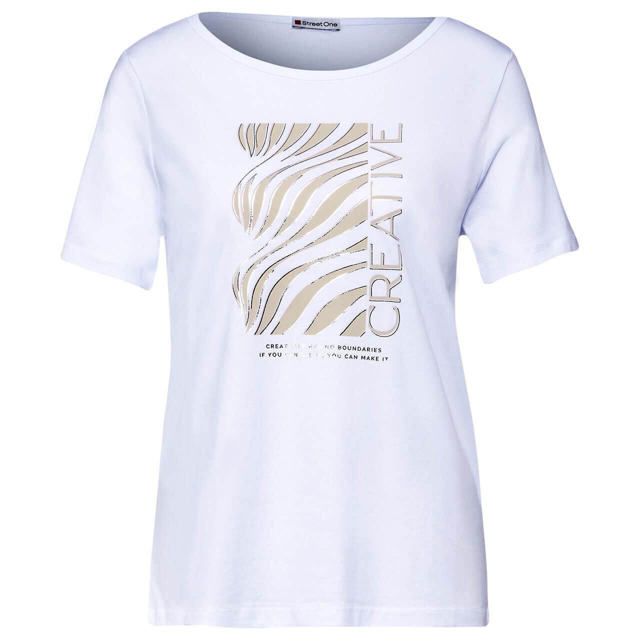 Street One Damen T-Shirt Organic Wave Partprint off white