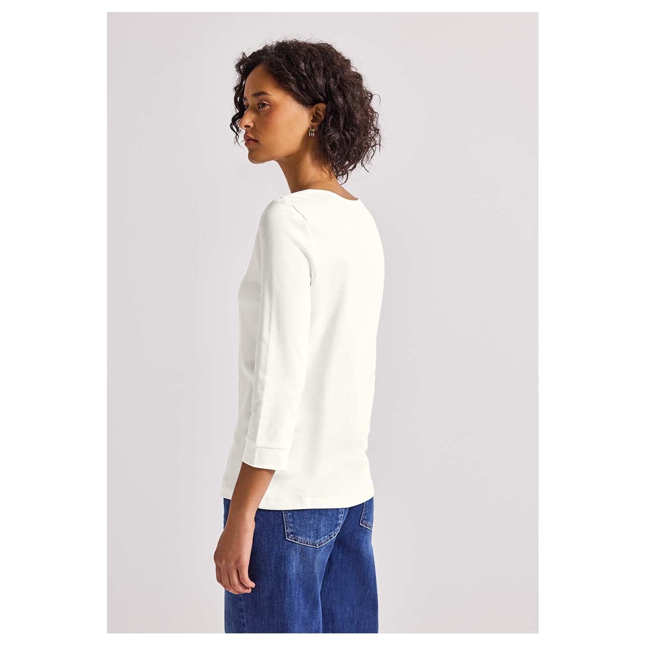 Damen 3/4 Arm Shirt Basic U-Boat von Street One in Cremeweiß, Seitenansicht am Model