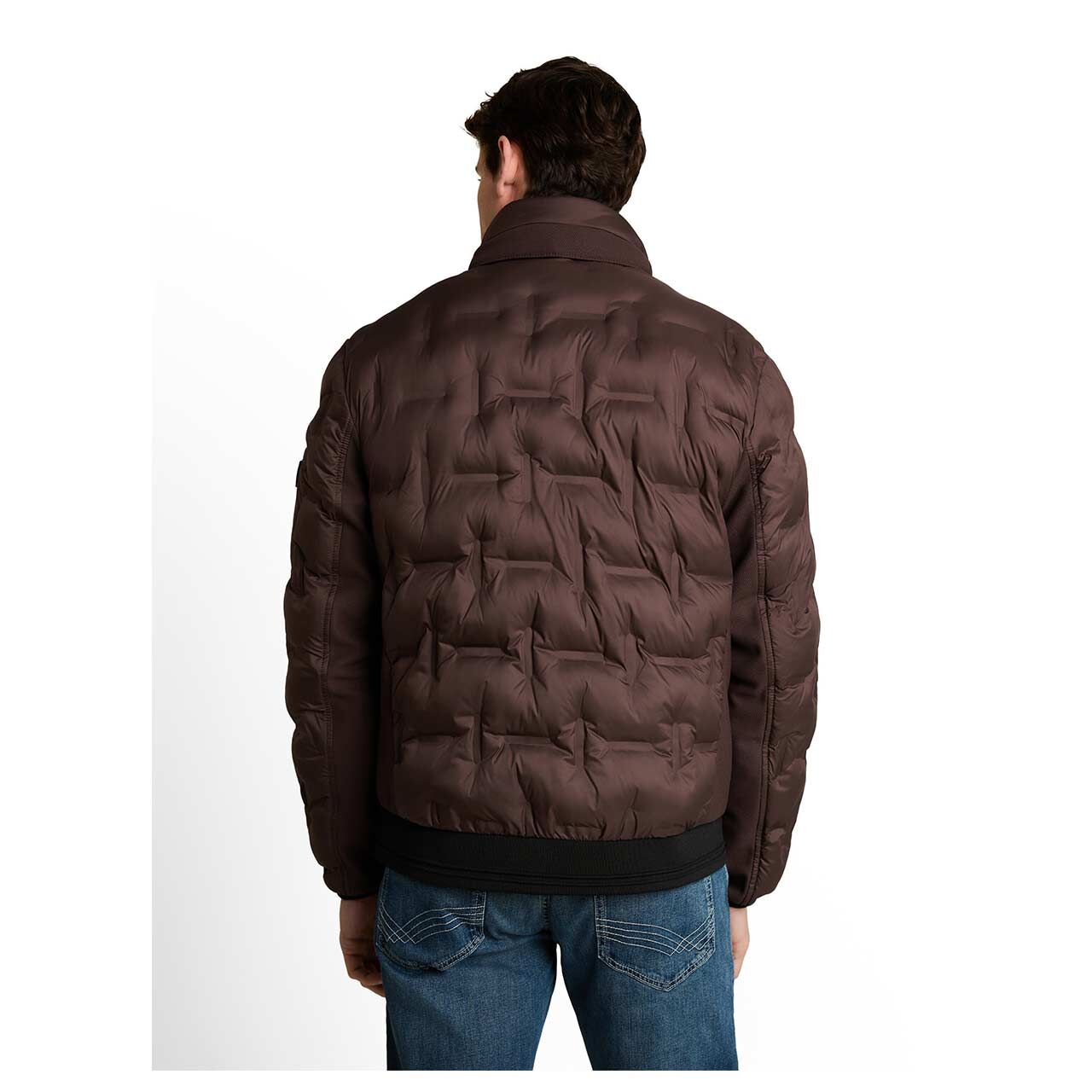 Herren Jacke Decorative Hybrid Jacket von Tom Tailor in Dunkelbraun, Rückansicht am Model