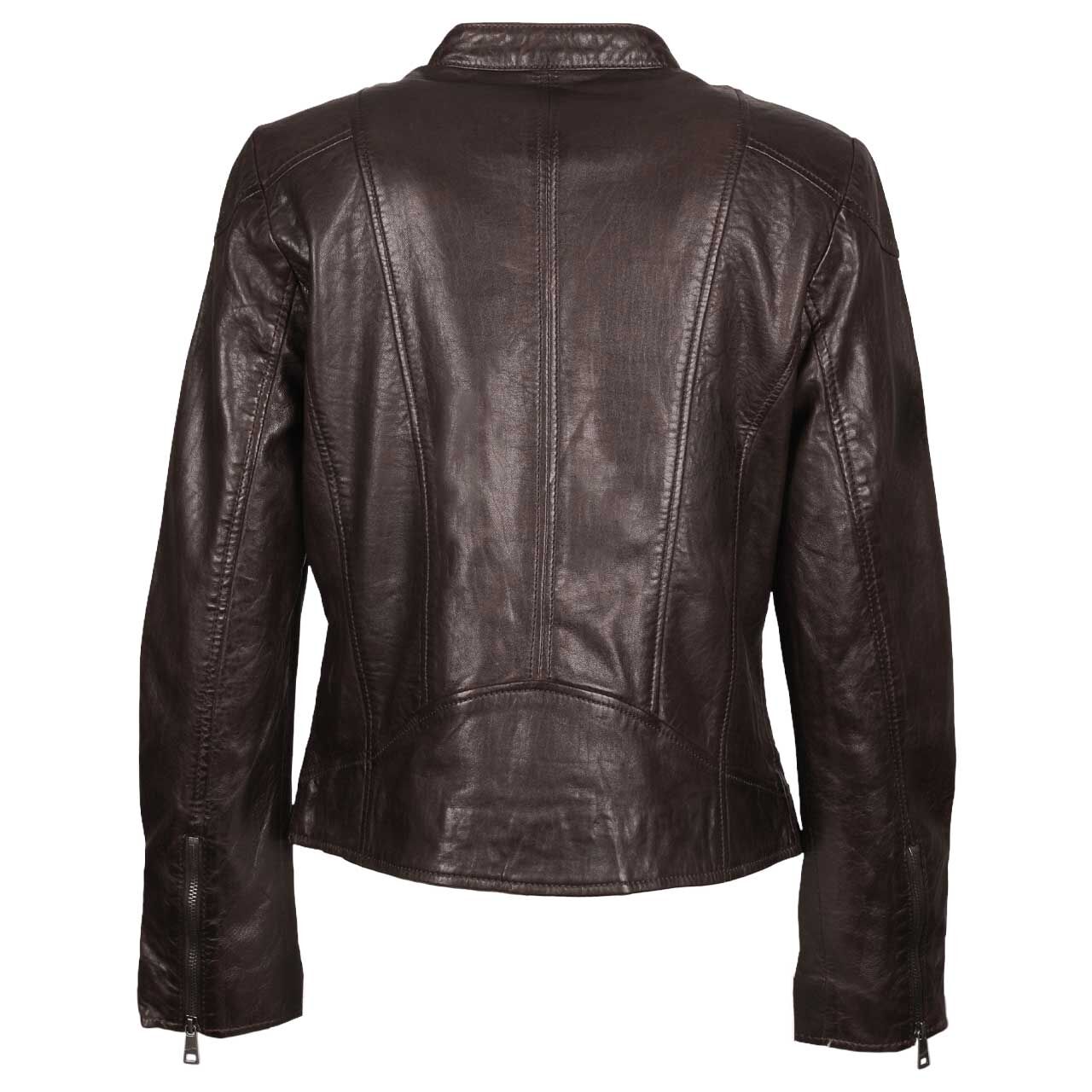 Damen Lederjacke Keilli von Mauritius in Dunkelbraun, Rückansicht