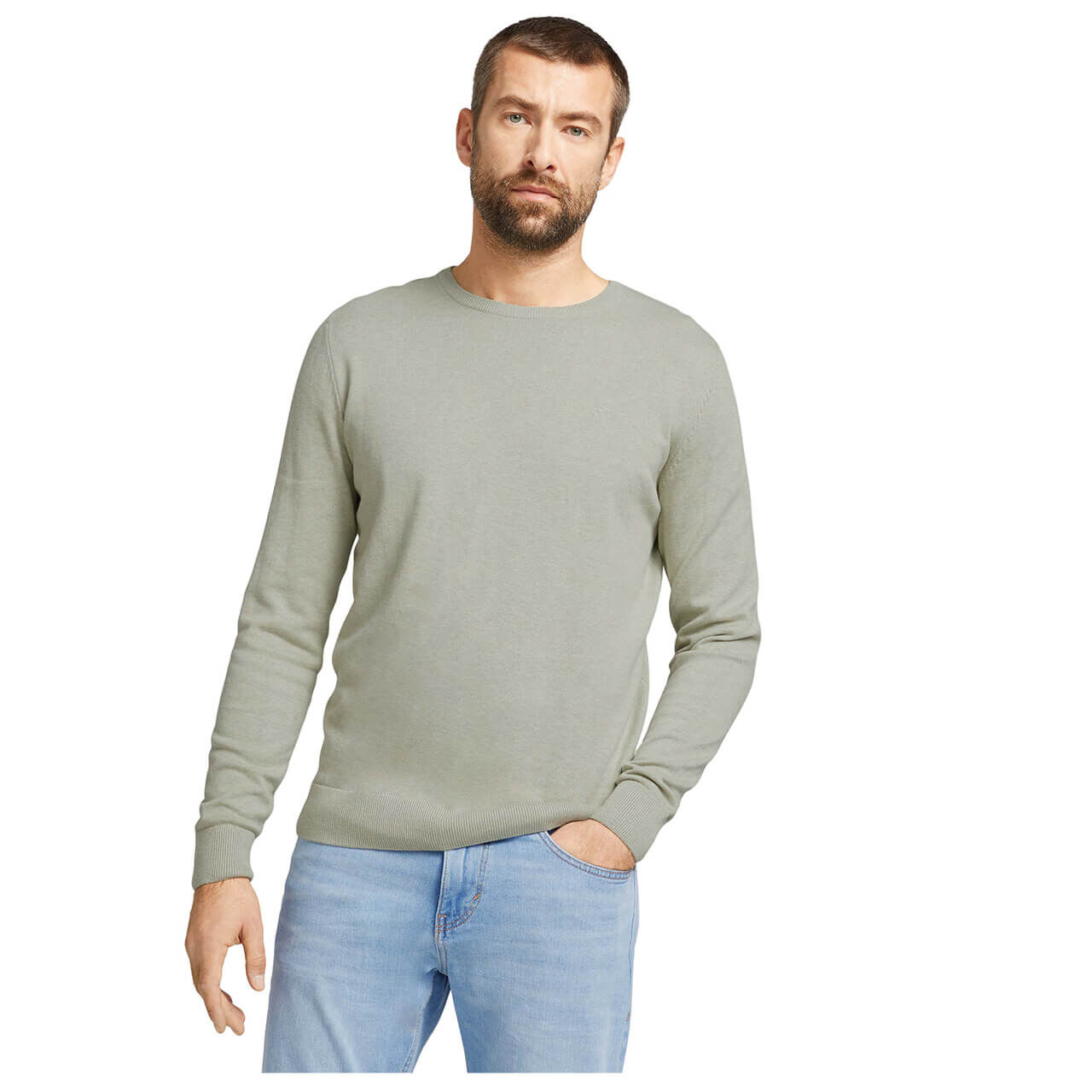 Tom Tailor Basic Crew-neck Sweater Pullover für Herren in Pistaziengrün, FarbNr.: 28927