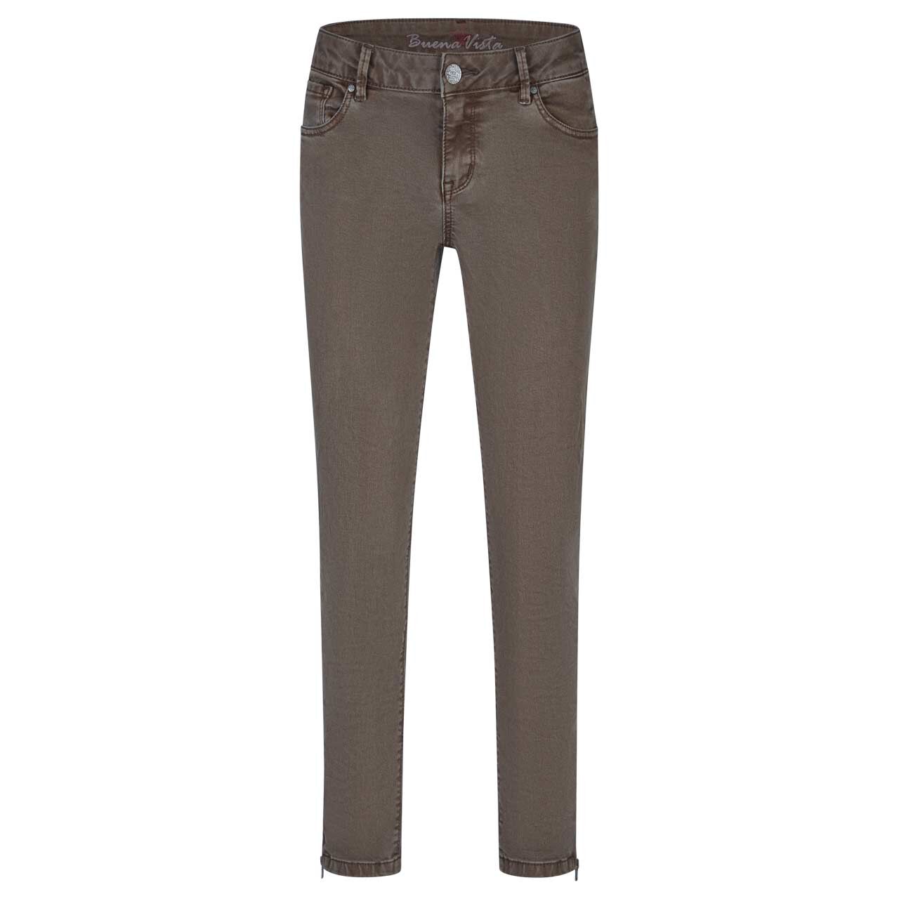 Damen Baumwollhose Italy V 7/8 Stretch Twill von Buena Vista in Braun, Vorderansicht