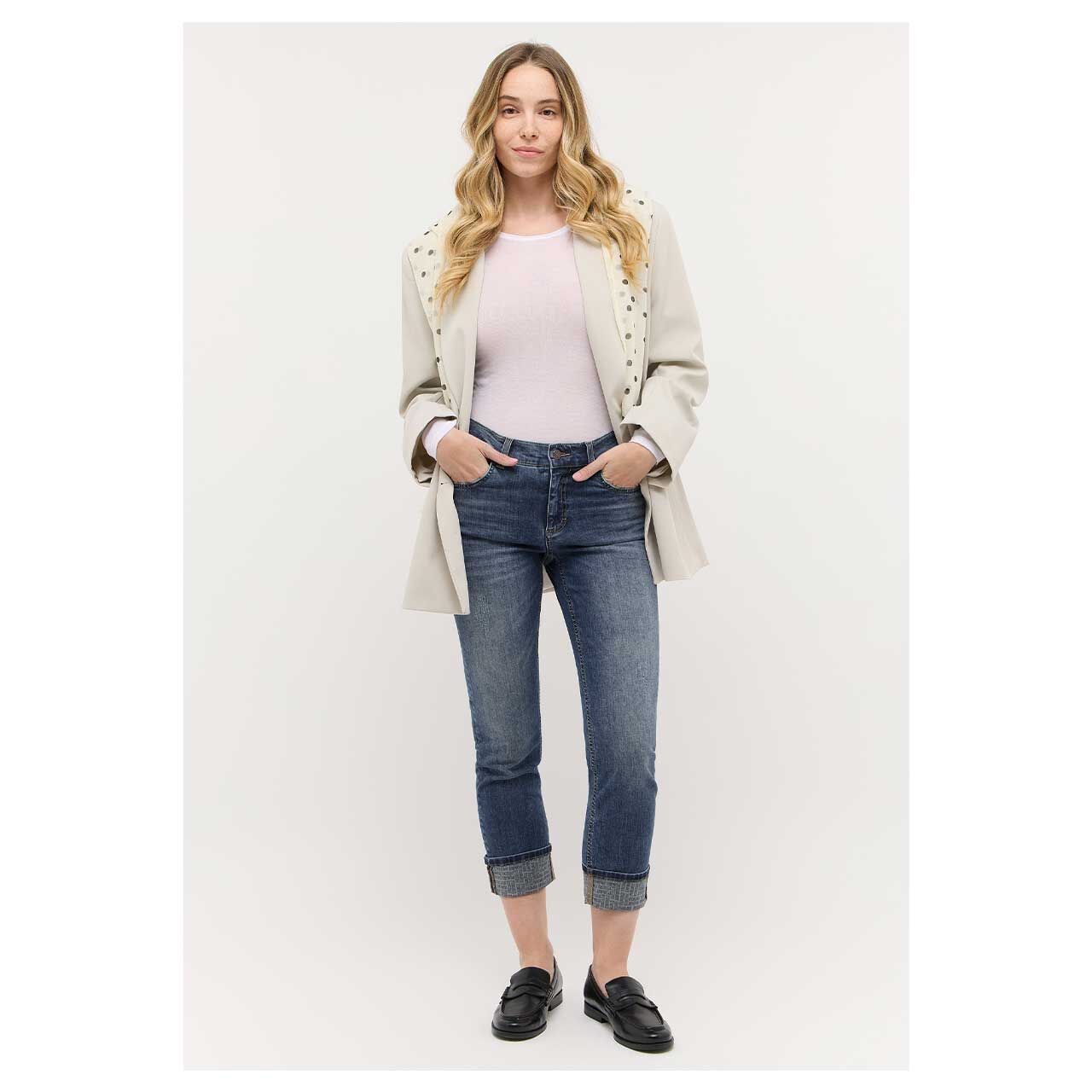 Angels Cira 7/8 Jeans mid blue used destroyed edgy