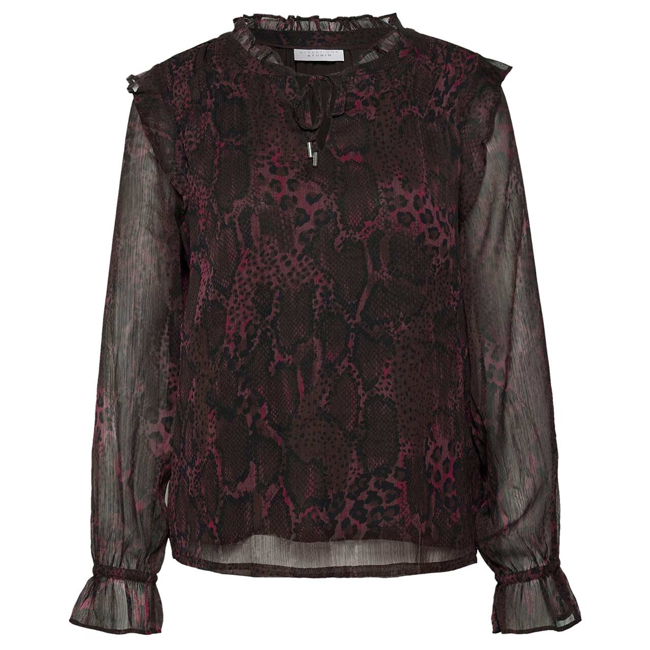 Street One Studio Damen Langarm Bluse Chiffon Tunic russet red printed