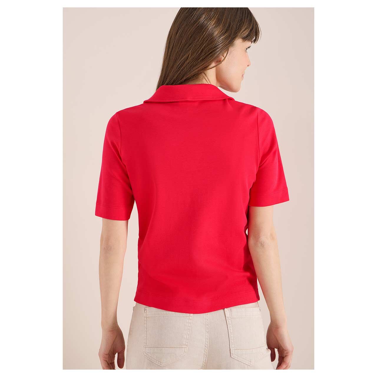 Damen Poloshirt Solid von Cecil in Rot, Rückansicht Model