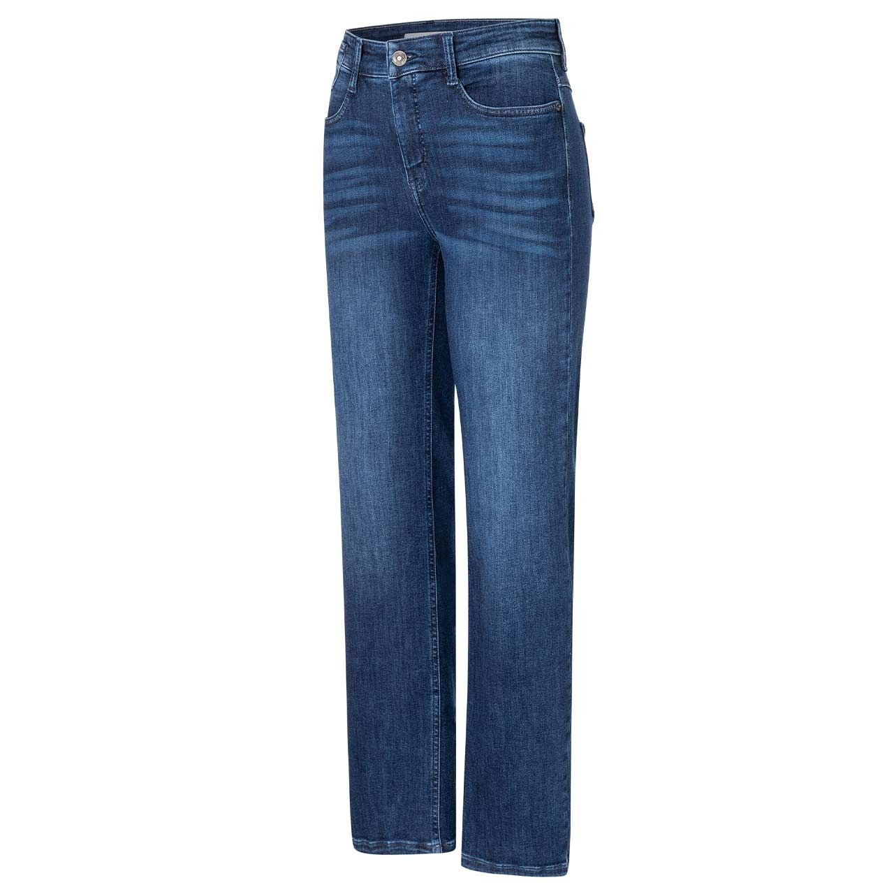Stretch Damenjeans Laura von MAC in Blau angewaschen, Seitenansicht