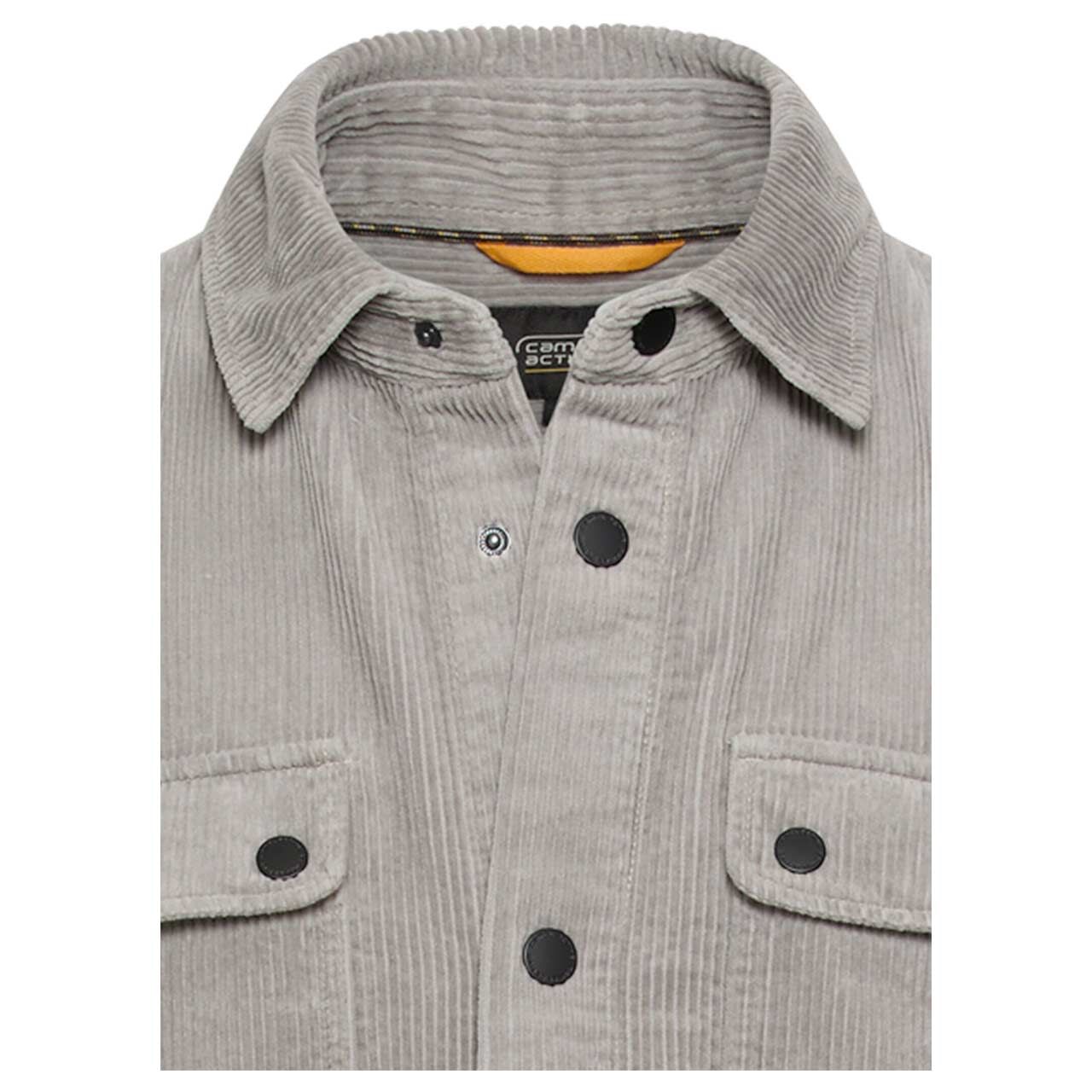 Herren Cord Hemdjacke von Camel active in Hellgrau, detaillierte Vorderansicht