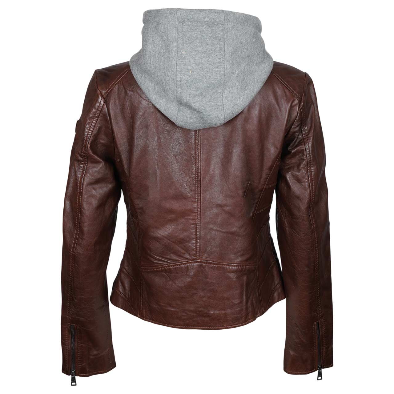 Damen Lederjacke Alva von Mauritius in Braun, Rückansicht