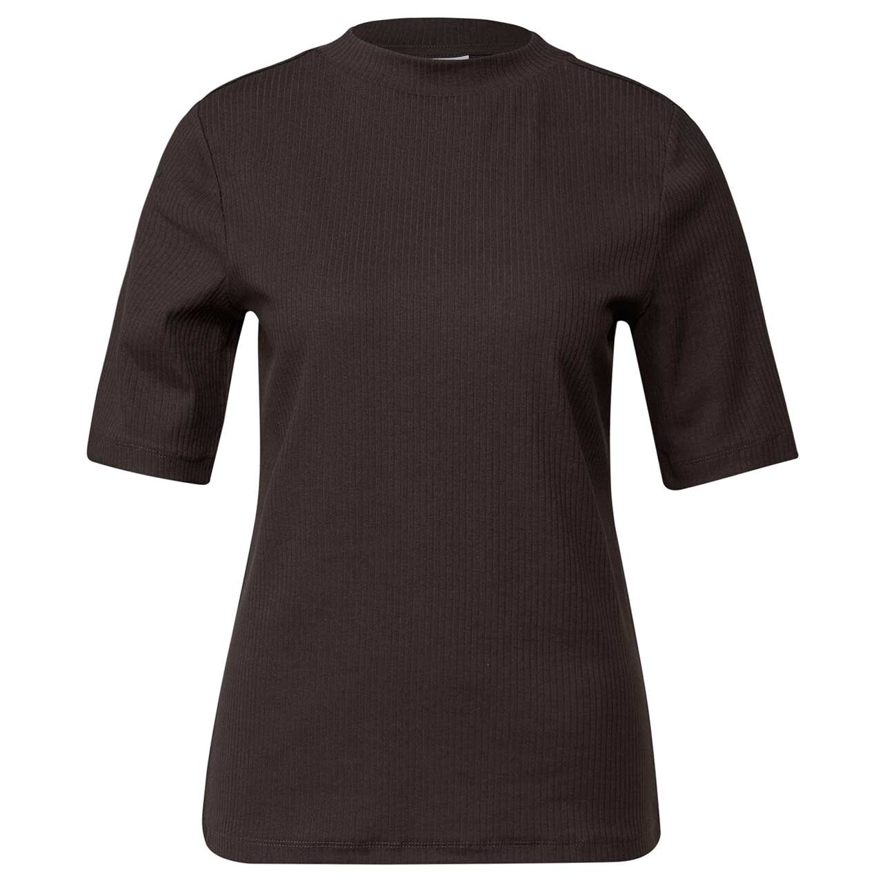 Street One Damen T-Shirt Rib Turtle Neck deep roast brown