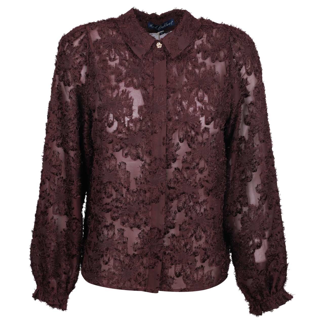 Red Button Damen Langarm Bluse Fringes burgundy