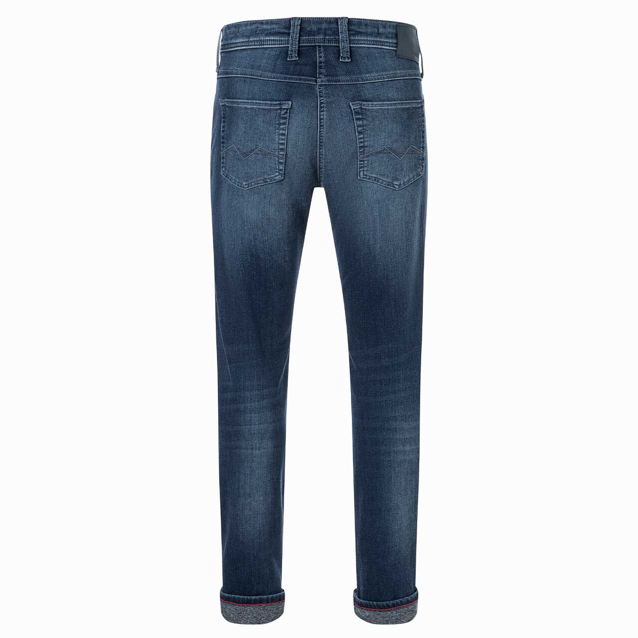 Herrenjeans Flexx Driver Jeans von MAC in Dunkelblau angewaschen, Rückansicht