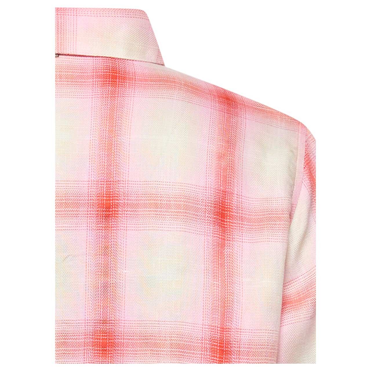 Damen Langarm Bluse von Camel active in Pink kariert, detaillierte Rückansicht