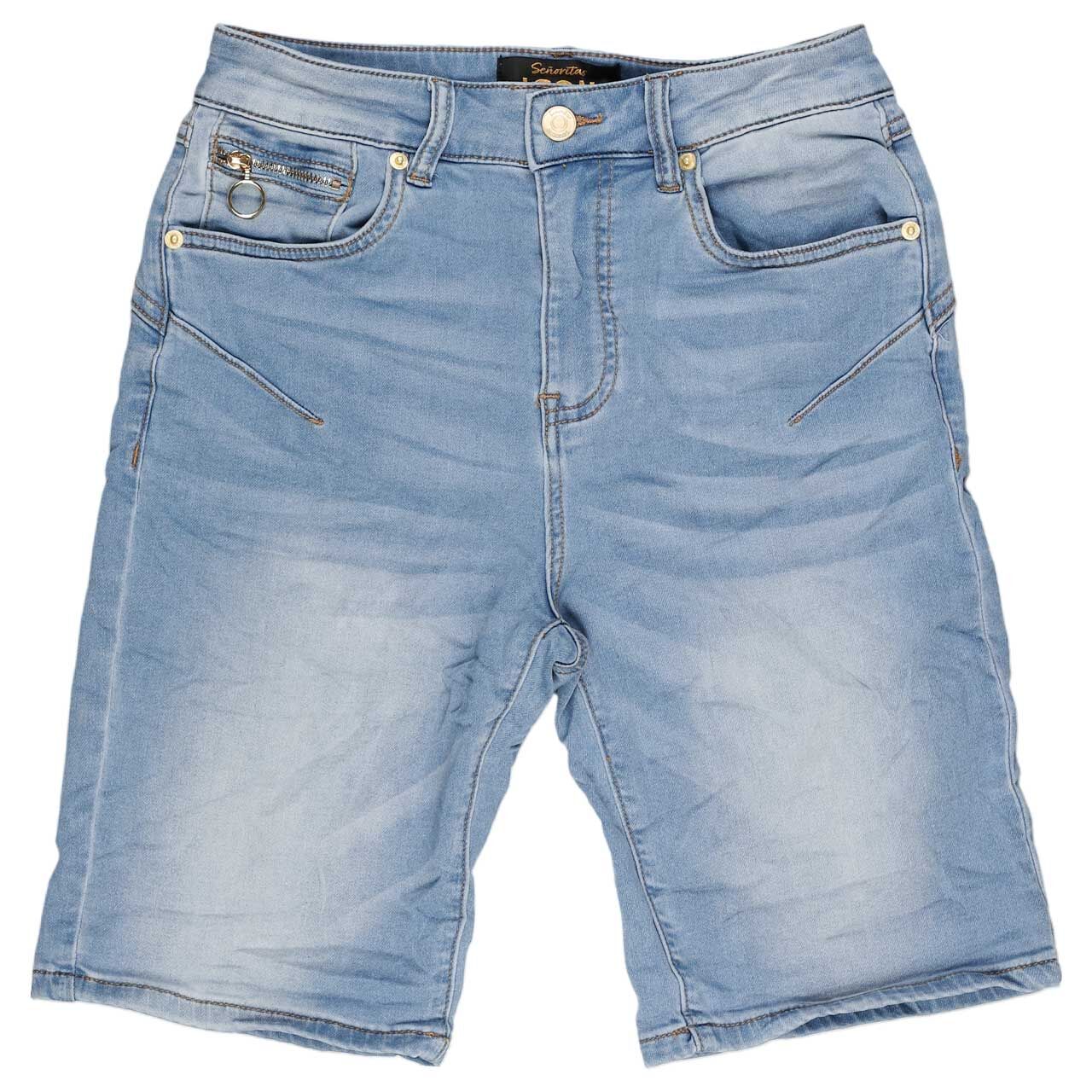 Vorderansicht der Jeans Shorts California Sunrise von Senoritas Icon in Hellblau angewaschen