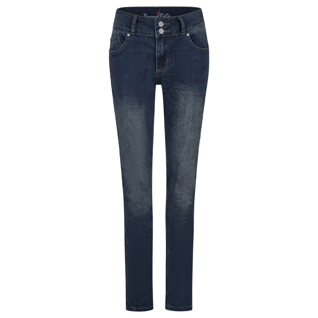 Damenjeans Tummyless Stretch Denim von Buena Vista in Dunkelblau angewaschen, Vorderansicht