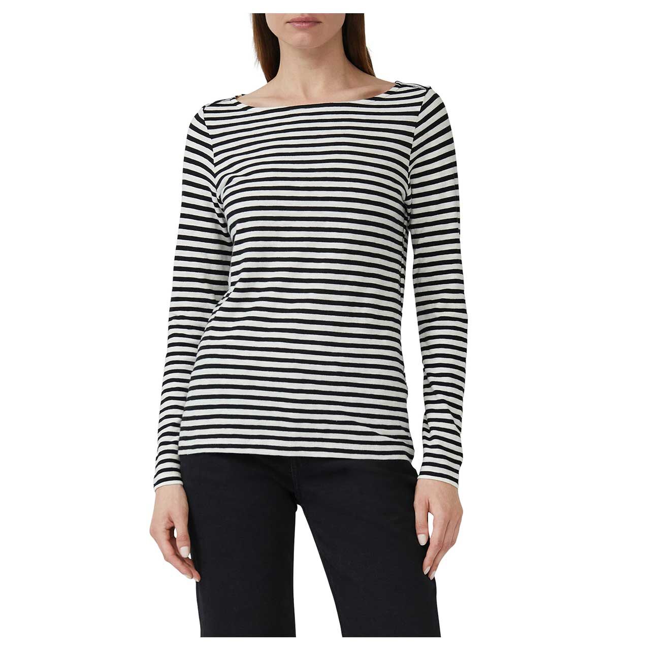 Damen Langarm Shirt von s.Oliver in Schwarz gestreift, Vorderansicht