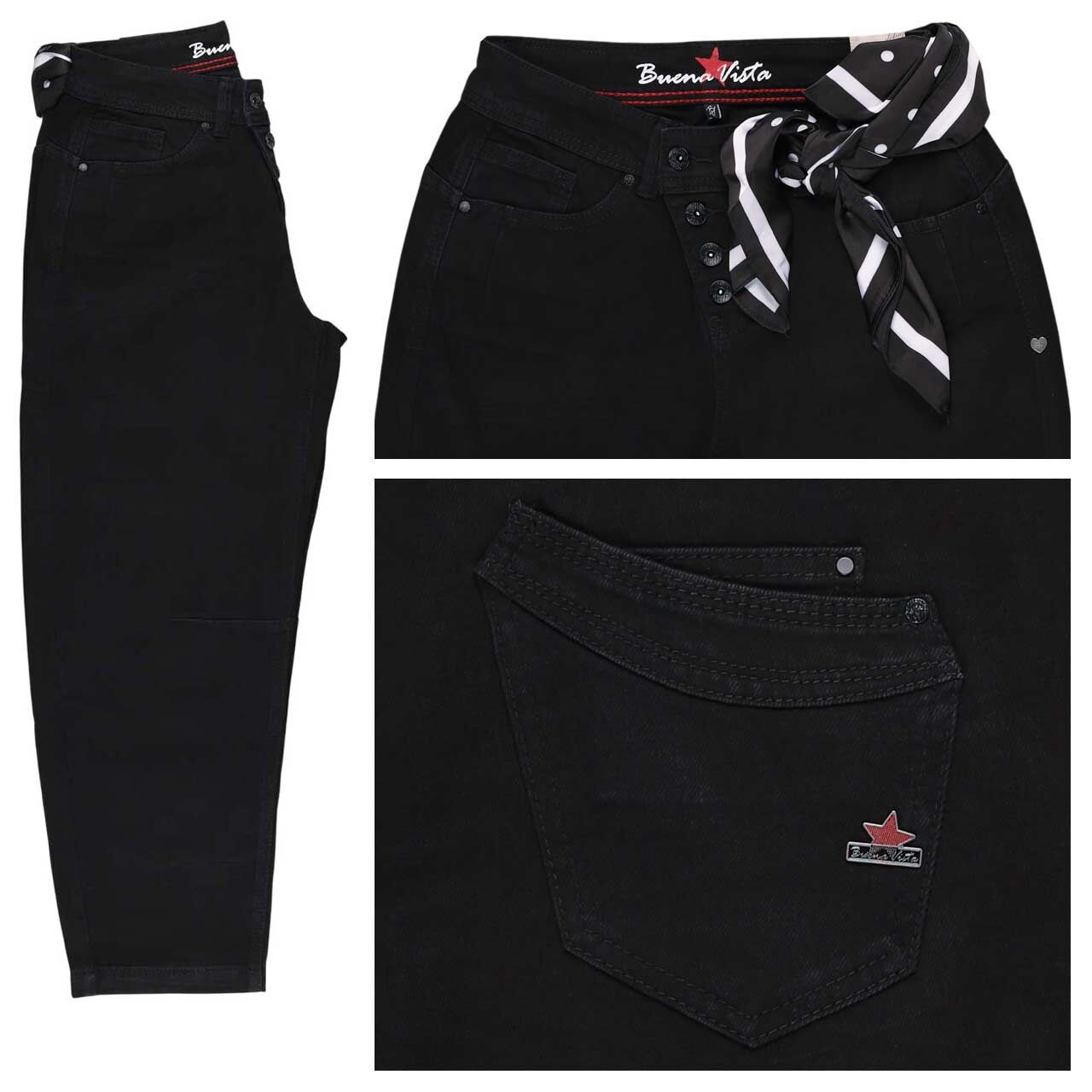 Buena Vista Malibu 7/8 Relaxed Authentic Denim Jeans pure black