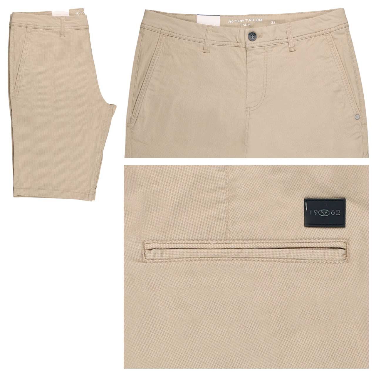 Tom Tailor Chino Baumwoll Bermuda beige mini geometric printed