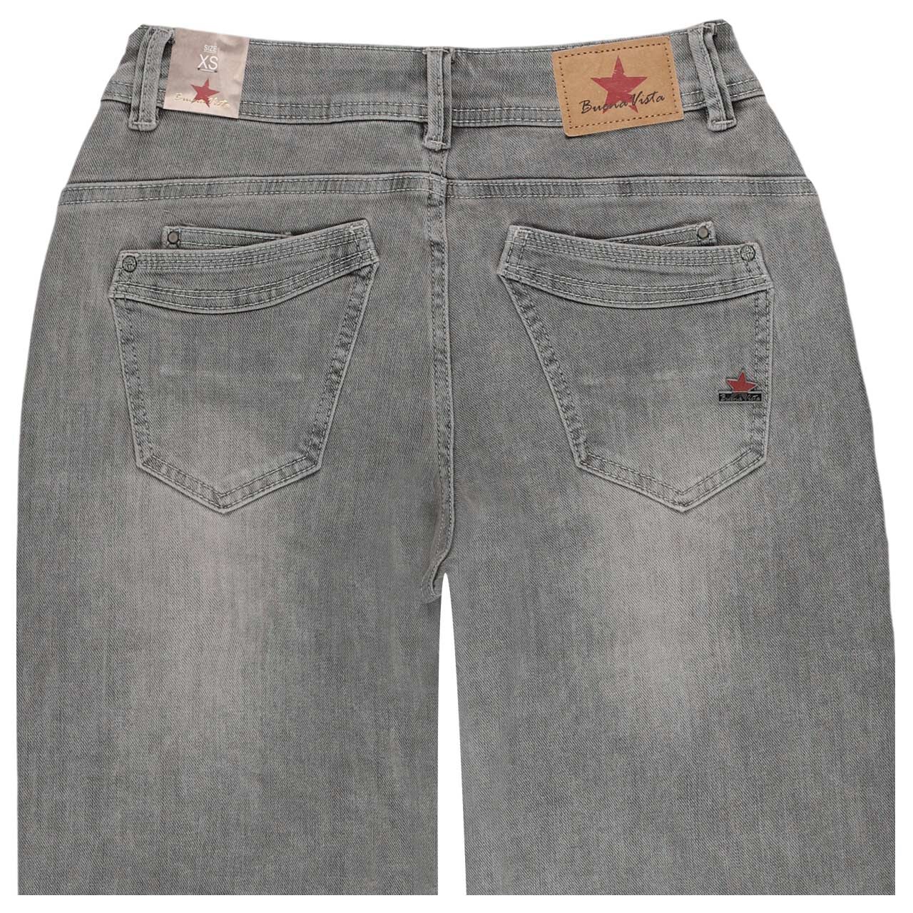 Damenjeans Malibu 7/8 Relaxed Stretch Denim von Buena Vista in Hellgrau angewaschen, detaillierte Rückansicht