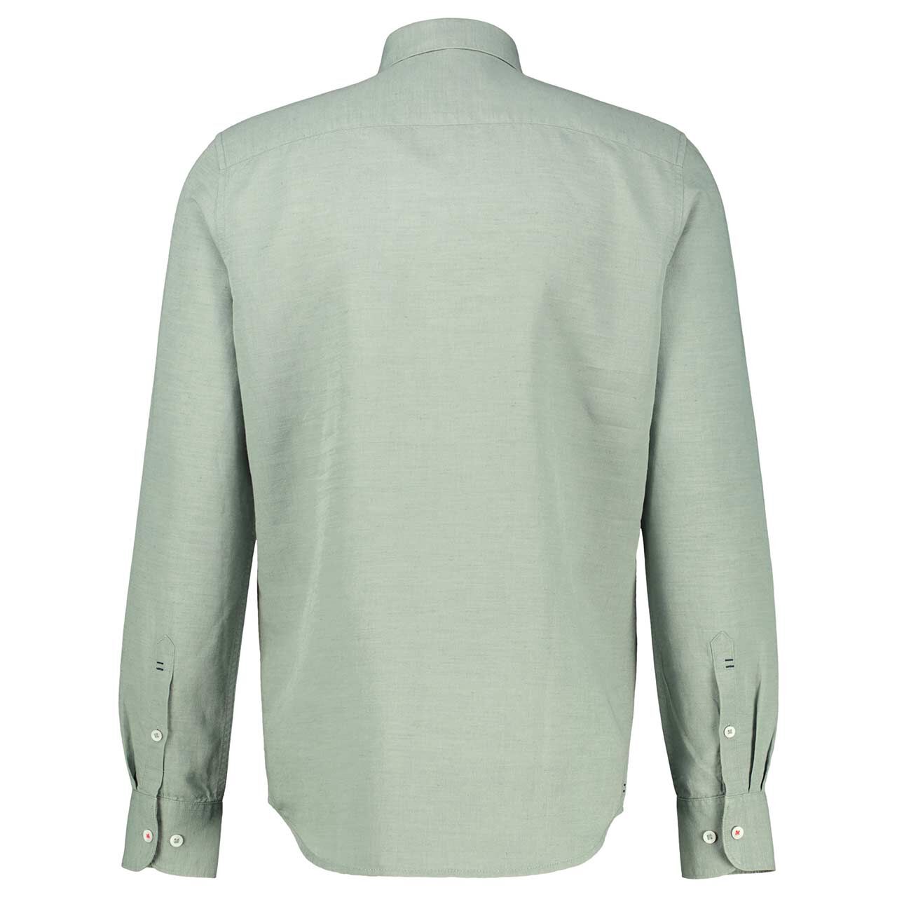 Herren Leinen Langarm Hemd von Lerros in Grau-Grün, Rückansicht