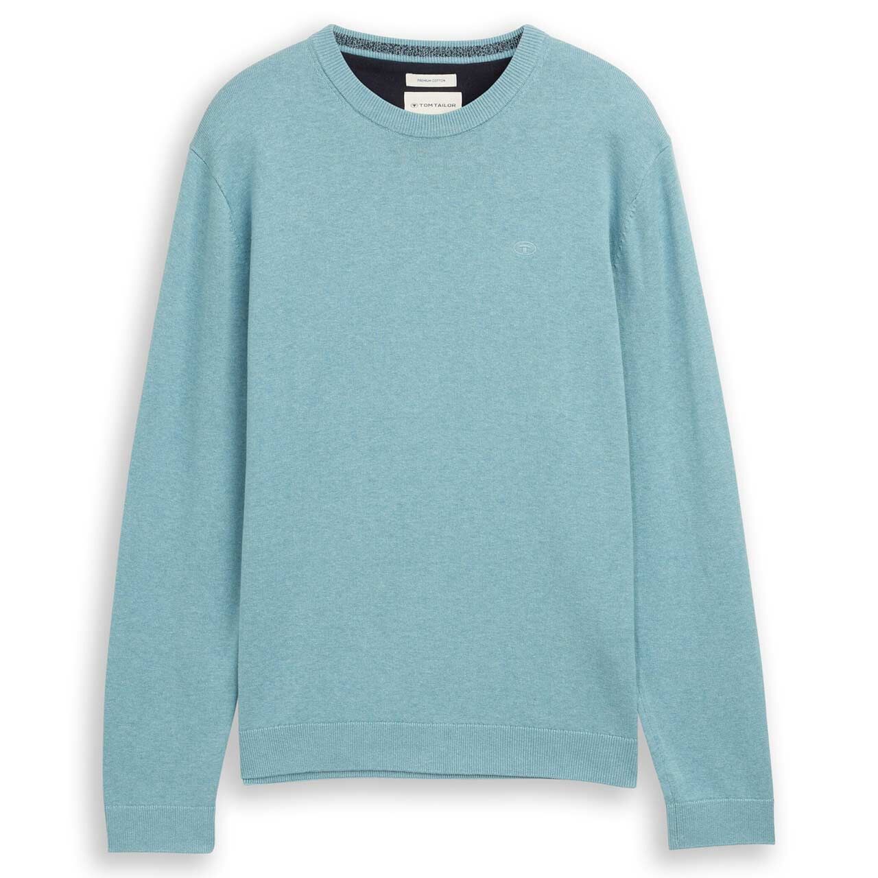 Tom Tailor Herren Pullover Basic Crewneck Knit tourmaline melange