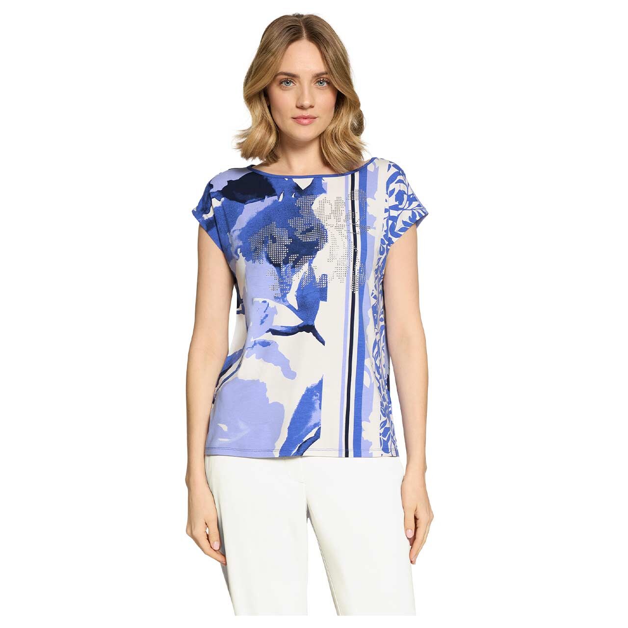 Damen T-Shirt von Betty Barclay in Blau mit Print, Vorderansicht am Model