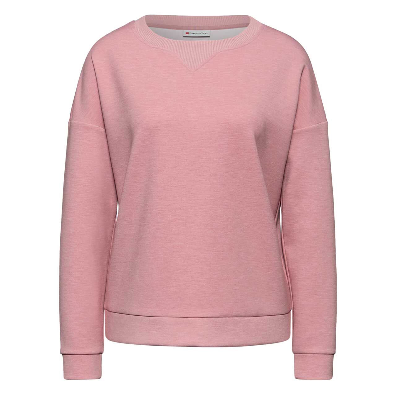 Street One Damen Sweatshirt Rib Neck powder pink melange Street One Damen Sweatshirt Rib Neck powder pink melange