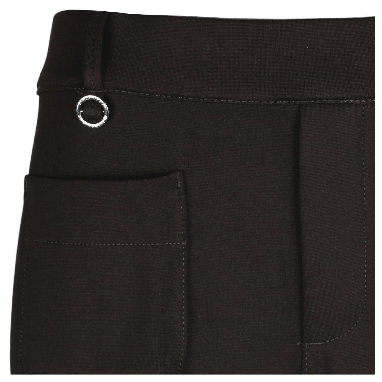 Stretch Damenhose Straight Leg von Street One in Dunkelbraun, Detailansicht vom Bund vorne