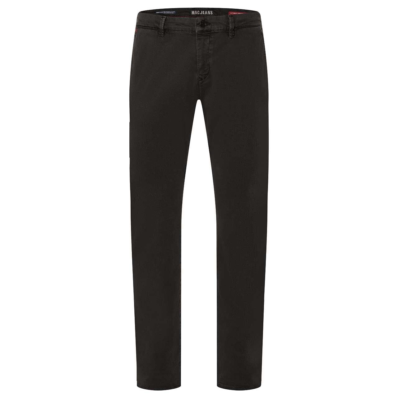 Herren Chino Baumwollhose Flexx Driver Pants von MAC in Dunkelbraun, Vorderansicht am Model