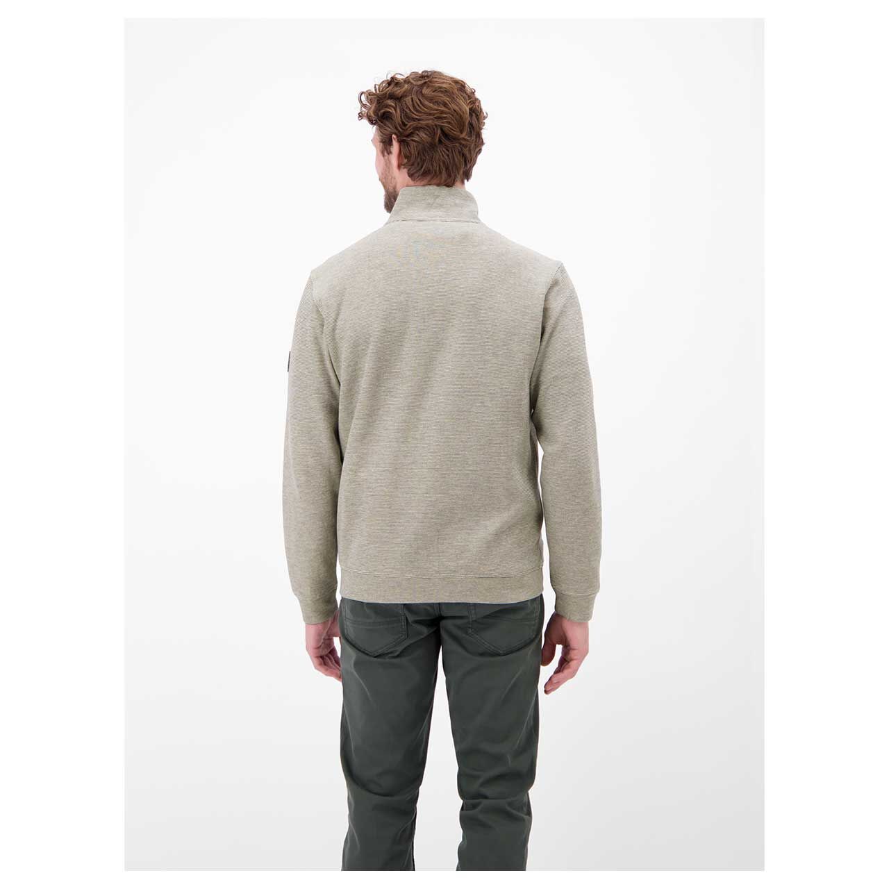 Herren Sweatjacke Troyer von Lerros in Cremeweiß, Rückansicht am Model