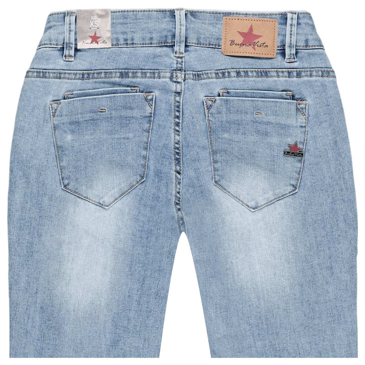 Damen Ankle Jeans Kim Cropped Stretch Denim von Buena Vista in Hellblau angewaschen, detaillierte Rückansicht