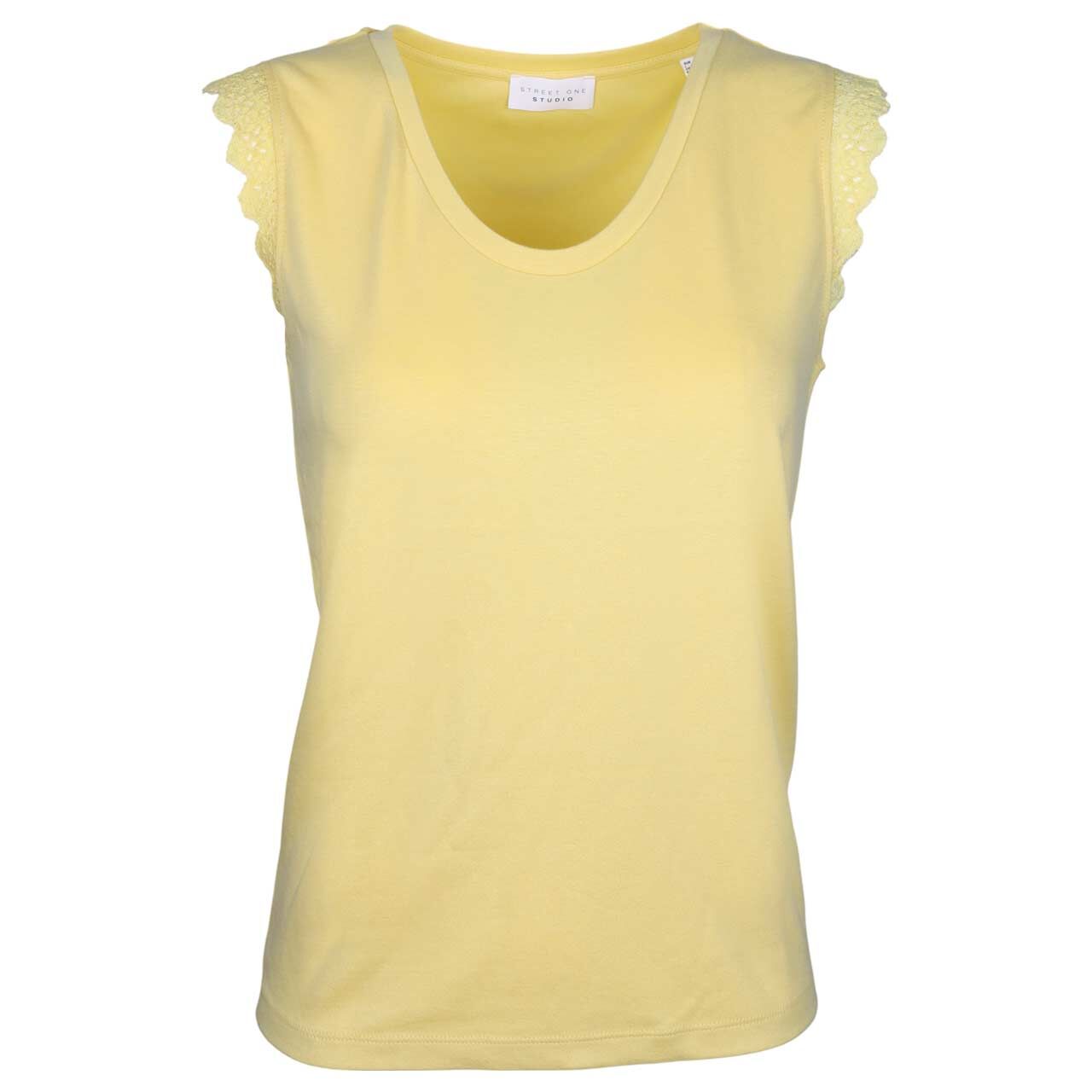 Street One Studio Damen Top V-Neck Lace Frill snap yellow