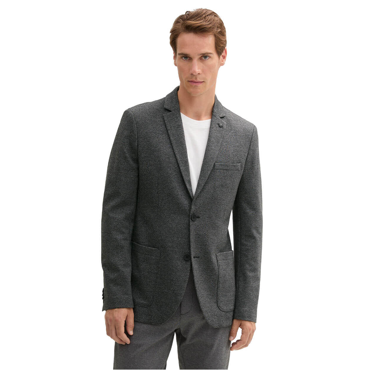 Tom Tailor Herren Sakko Piqué Blazer black white salt and pepper