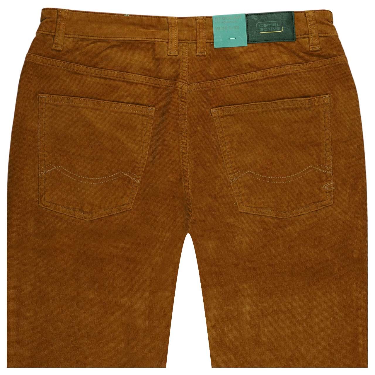 Herren Baumwollhose Houston von Camel active in Cognacbraun, detaillierte Rückansicht