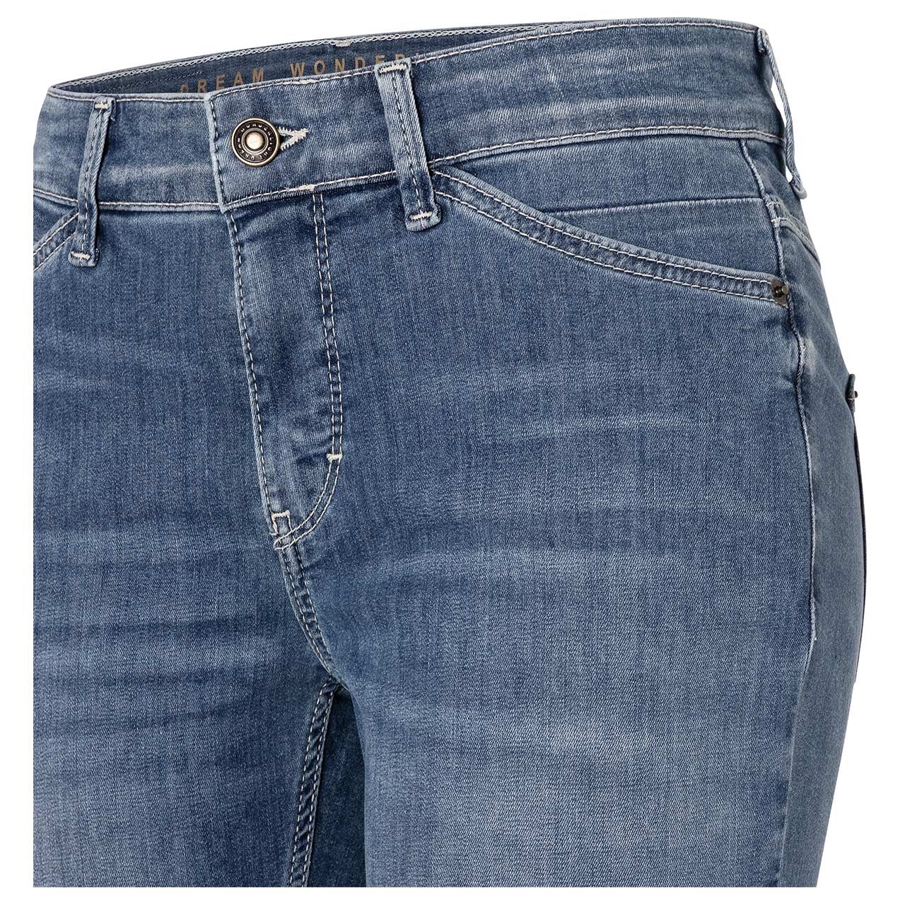 Stretch Damen 7/8 Baumwollhose Dream Summer von MAC in Blau angewaschen, Detailansicht Bund