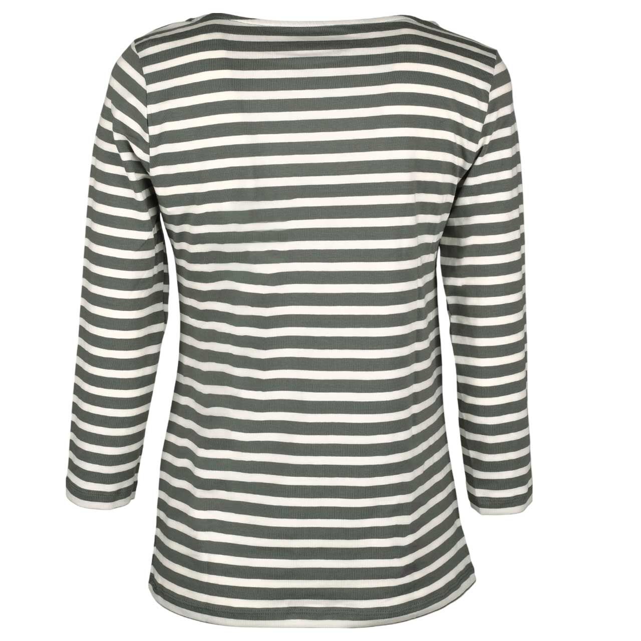 Damen 3/4 Arm Shirt von munich Freedom in Olivgrün gestreift, Rückansicht